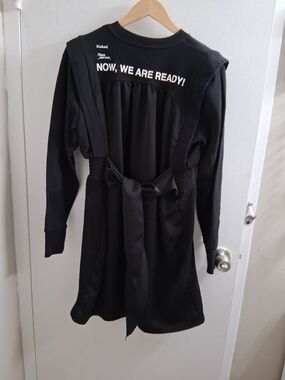 Zara Rare Black Graphic Back Tie Dress - 'NOW, WE ARE READY!'